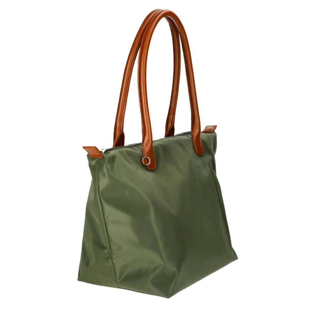 NWT No Boundaries Olive Green Tote Bag | Large Nylon Shoulder Bag Zip Closure - Picture 7 of 9